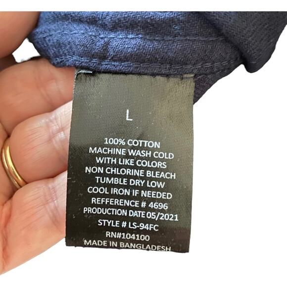 Gioberti Flannel Shirt Mens Size Large Brushed Navy Corduroy Contrast Collar NWT - Picture 4 of 6